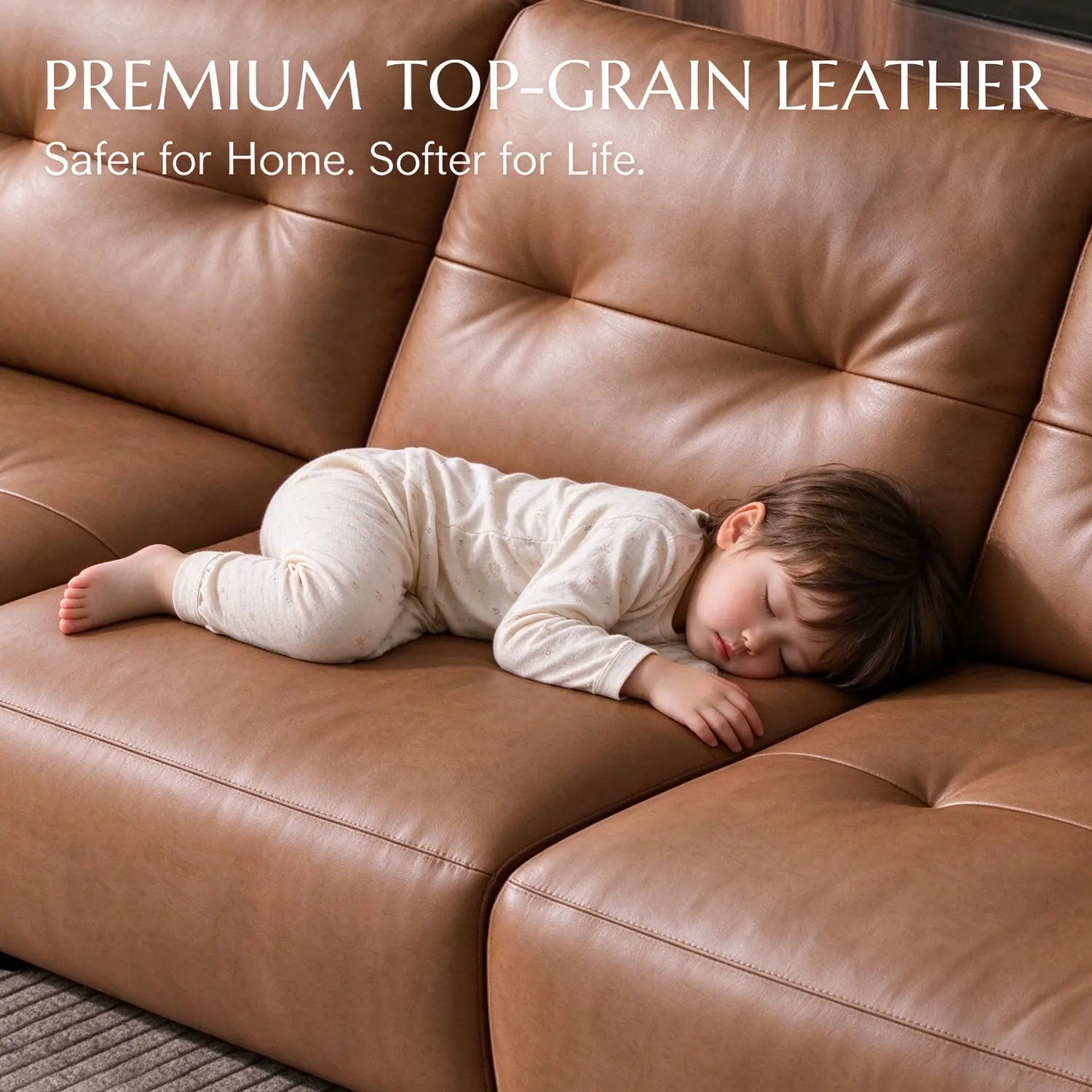 Modern Luxury Top-Grain Leather Tufted Power Reclining Sofa Image - 14 | homeyfad