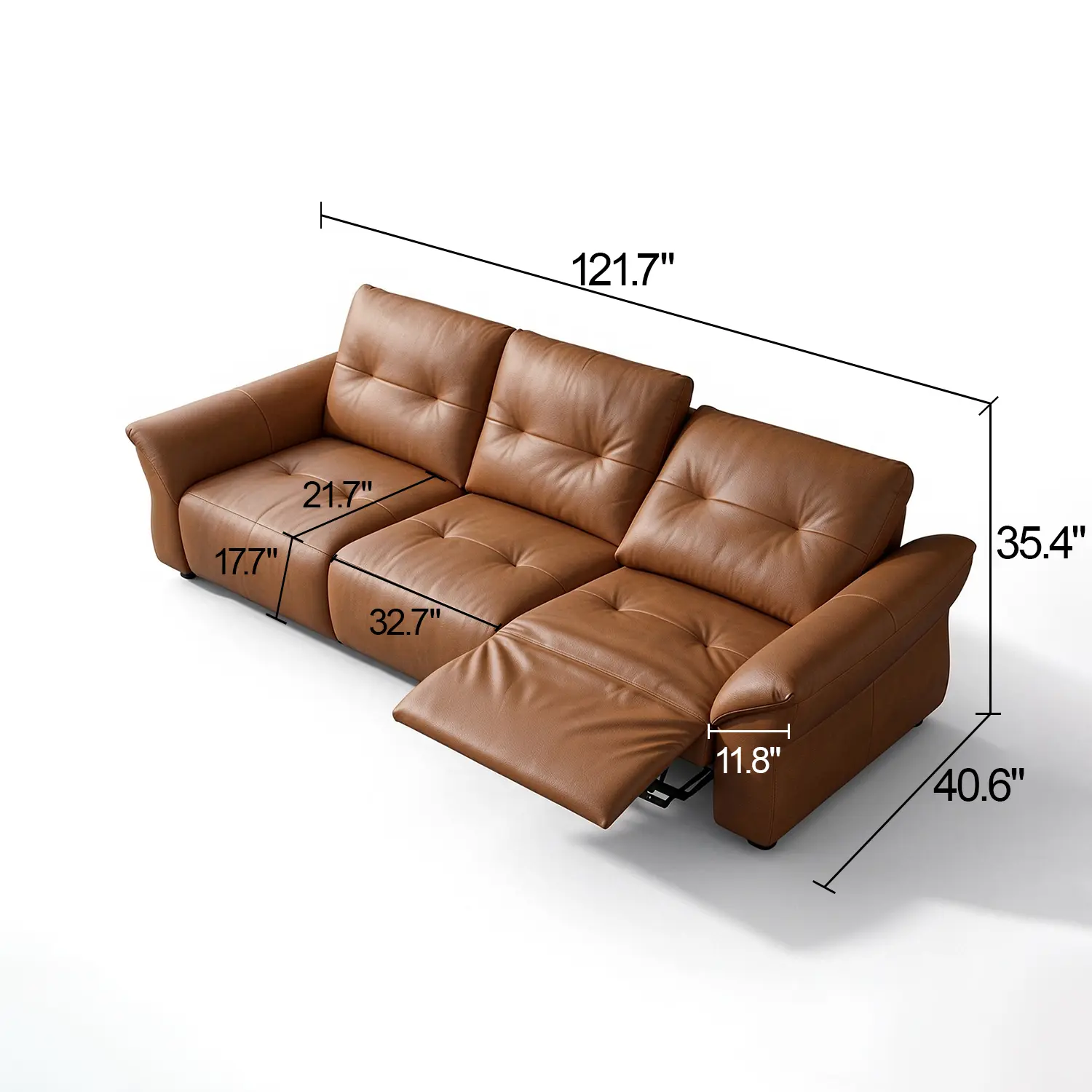 Modern Luxury Top-Grain Leather Tufted Power Reclining Sofa Image - 41 | homeyfad