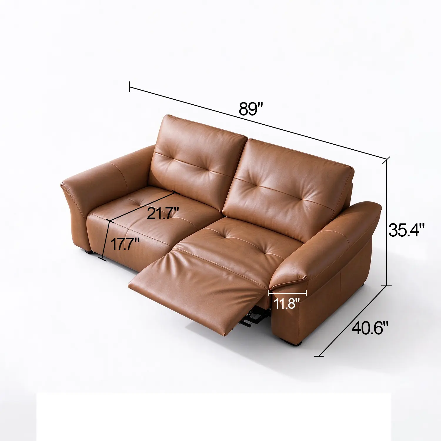 Modern Luxury Top-Grain Leather Tufted Power Reclining Sofa Image - 40 | homeyfad