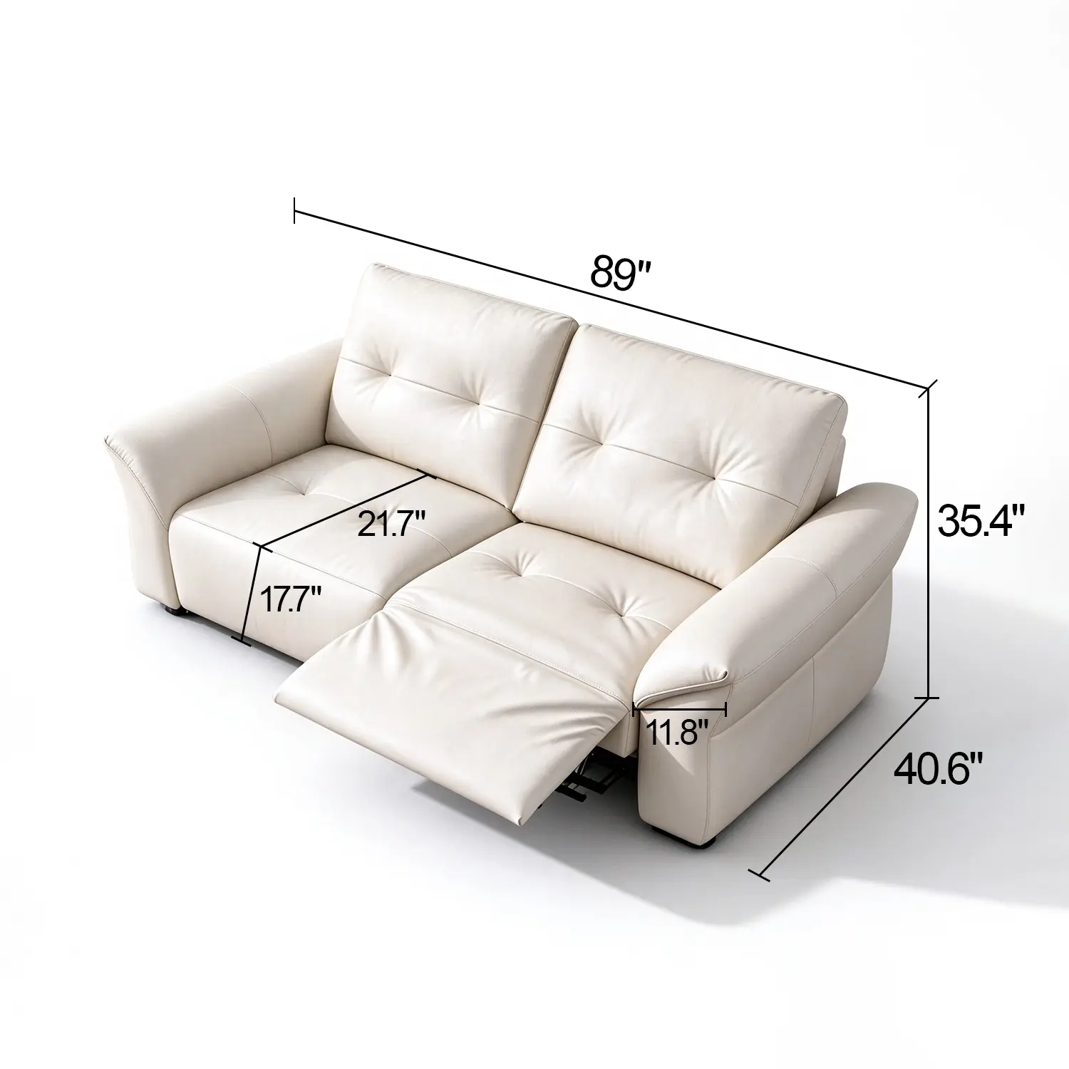 Modern Luxury Top-Grain Leather Tufted Power Reclining Sofa Image - 37 | homeyfad