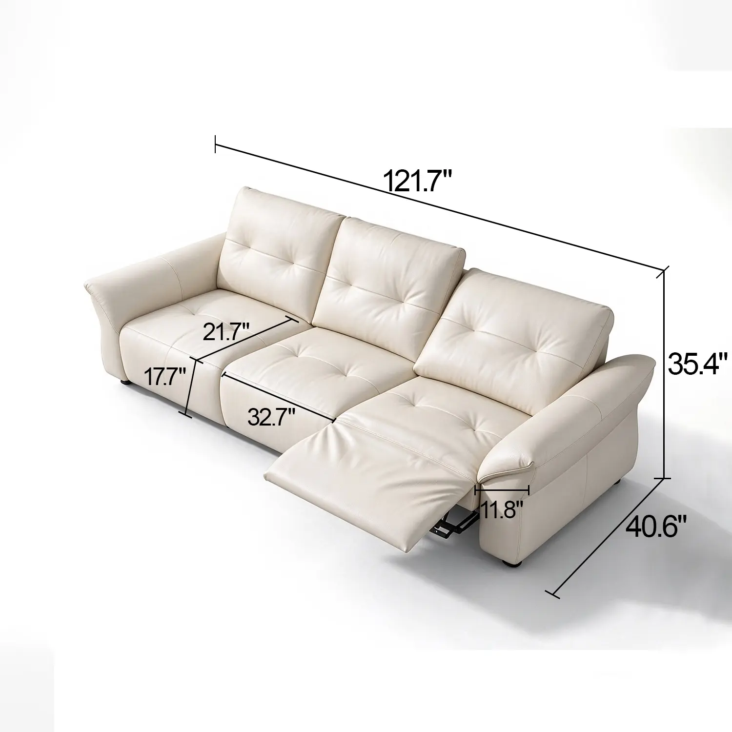 Modern Luxury Top-Grain Leather Tufted Power Reclining Sofa Image - 38 | homeyfad
