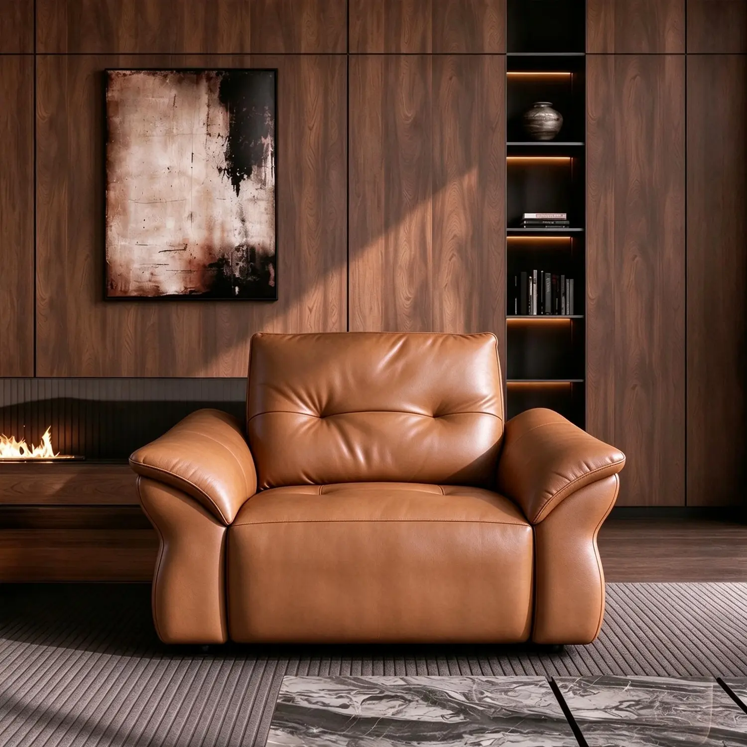 Modern Luxury Top-Grain Leather Tufted Power Reclining Sofa Image - 20 | homeyfad