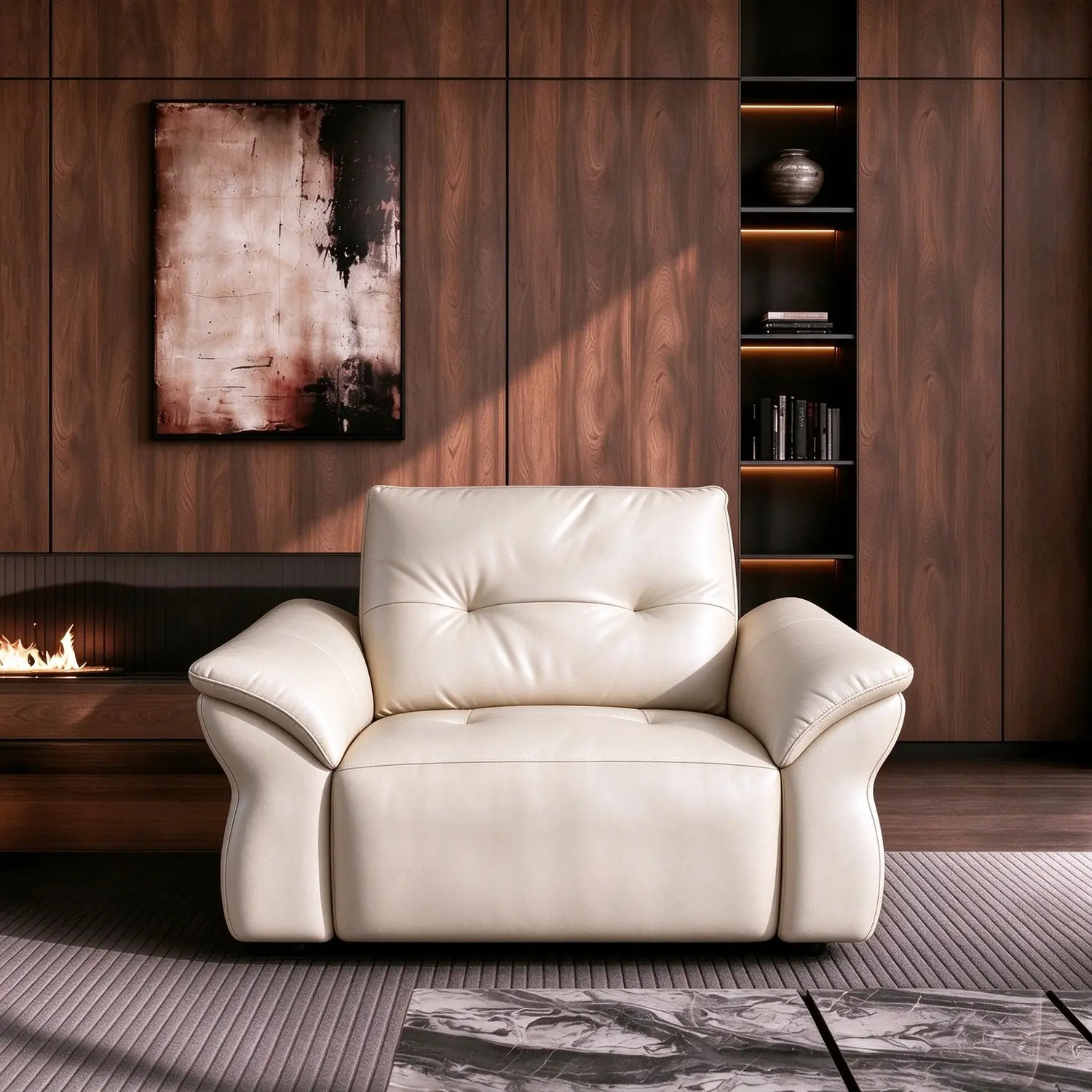 Modern Luxury Top-Grain Leather Tufted Power Reclining Sofa Image - 26 | homeyfad