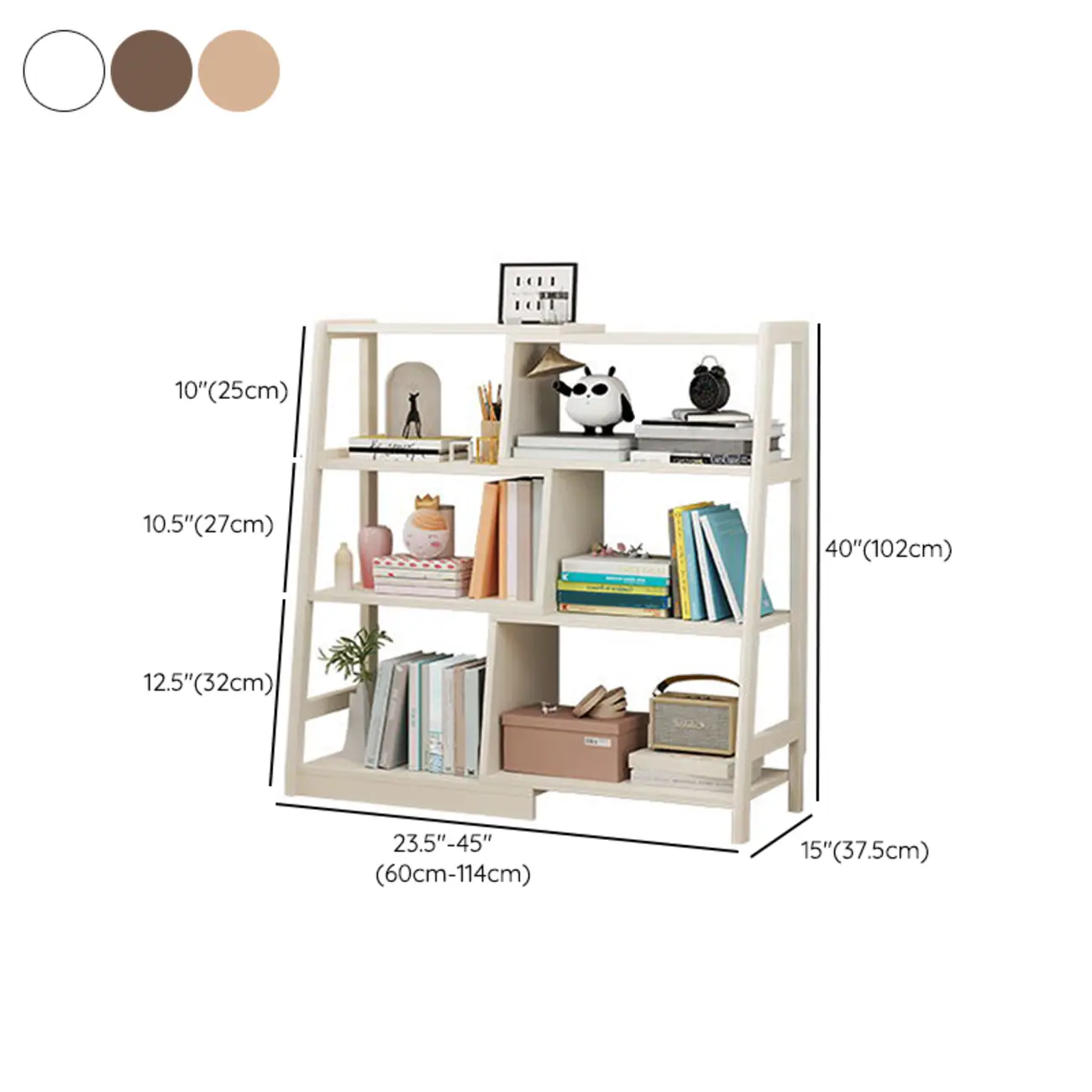 5-Tier Walnut Wooden Open Ladder Bookshelf #size | homeyfad