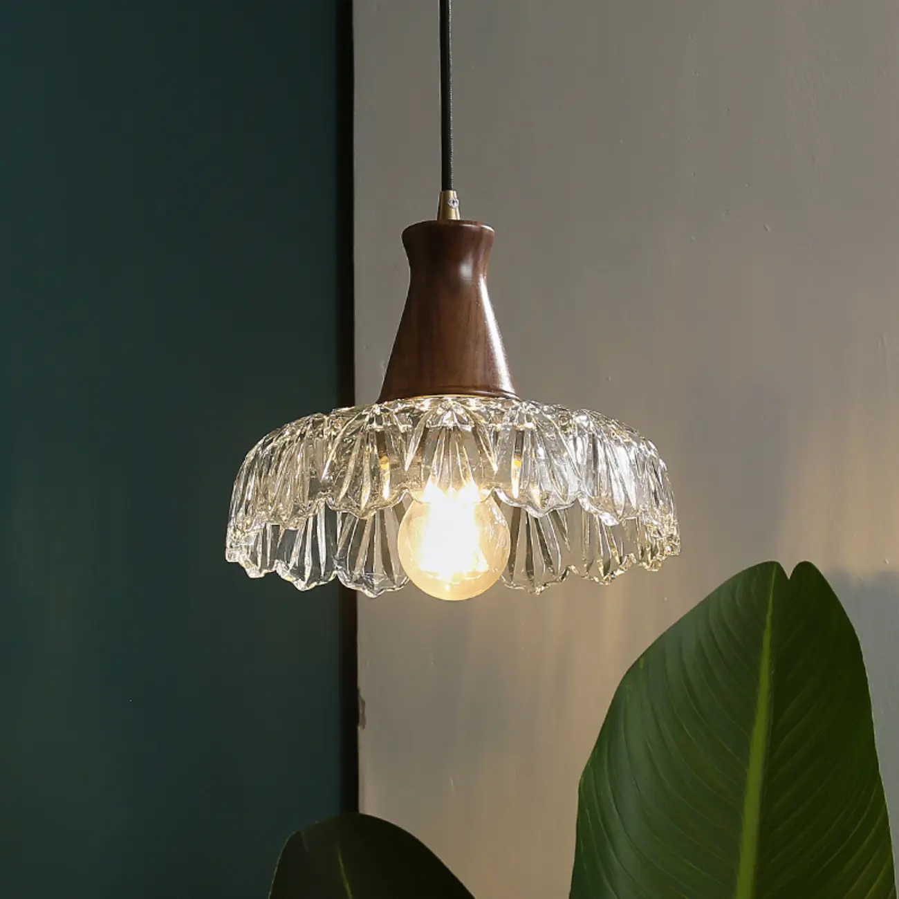 Adjustable Glass and Wood Kitchen Pendant Light for Living Room  Image - 1 | homeyfad