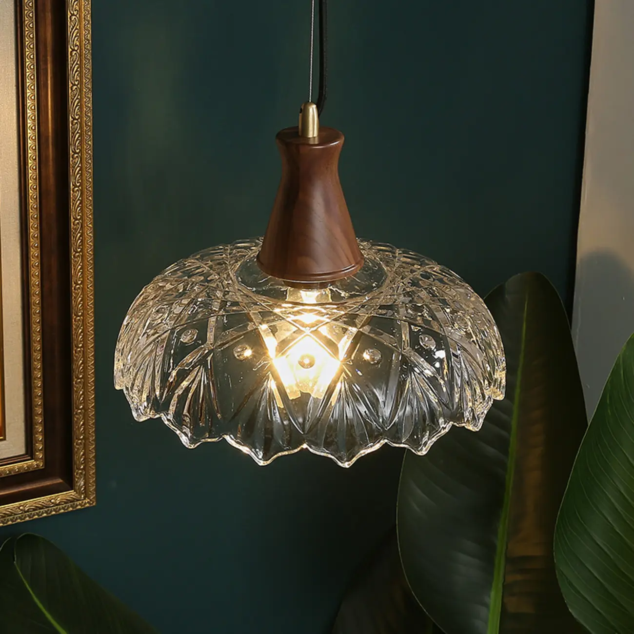 Adjustable Glass and Wood Kitchen Pendant Light for Living Room  Image - 4 | homeyfad