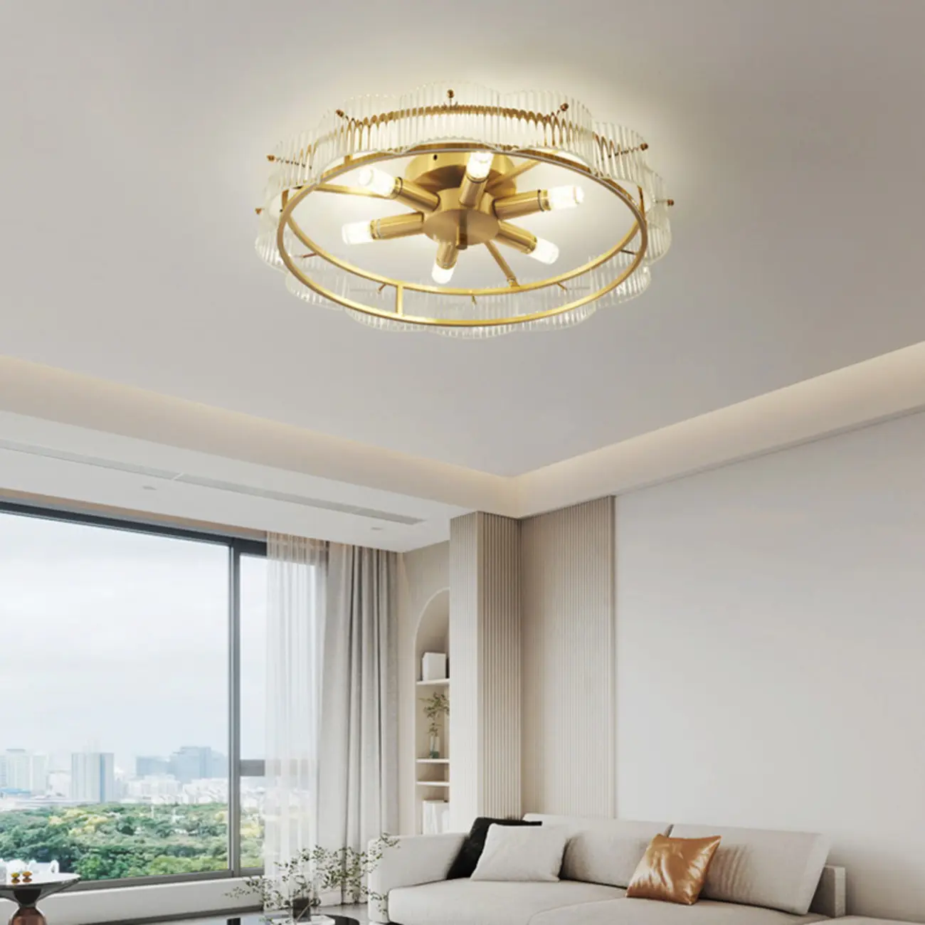 Modern Glass Semi Flush Ceiling Light for Bedroom Ambiance Image - 1 | homeyfad