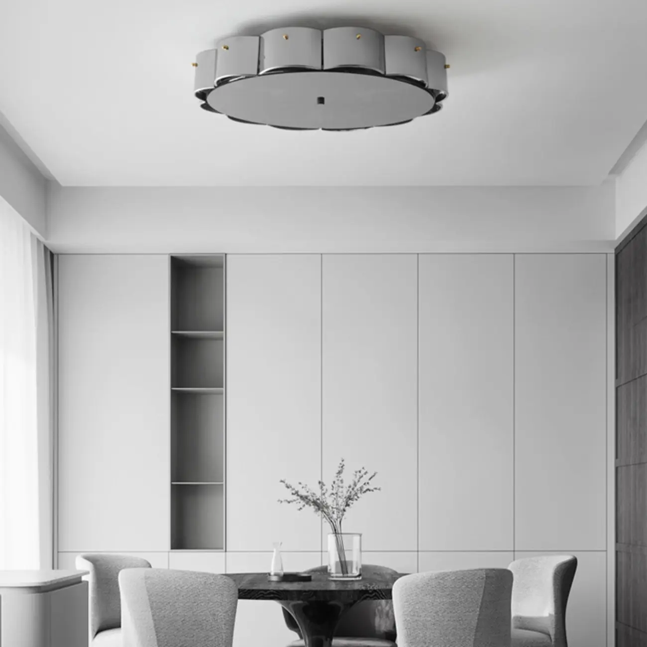 Modern Glass Semi Flush Ceiling Light for Bedroom Ambiance Image - 5 | homeyfad