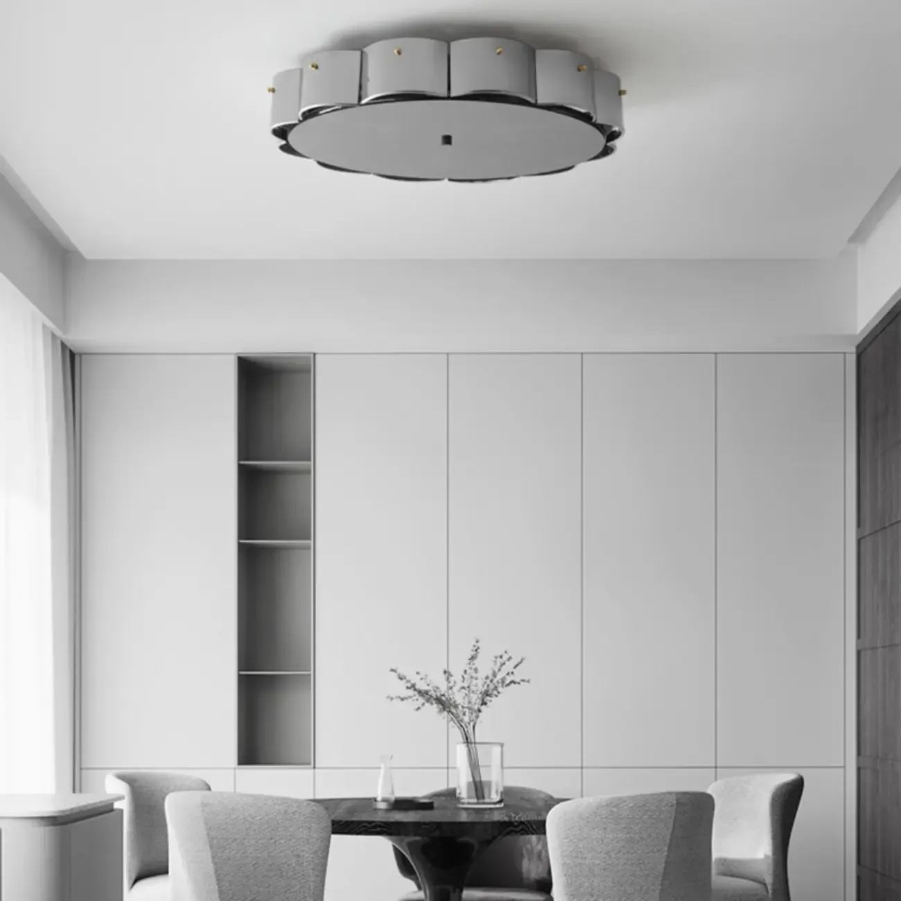 Modern Glass Semi Flush Ceiling Light for Bedroom Ambiance Image - 5