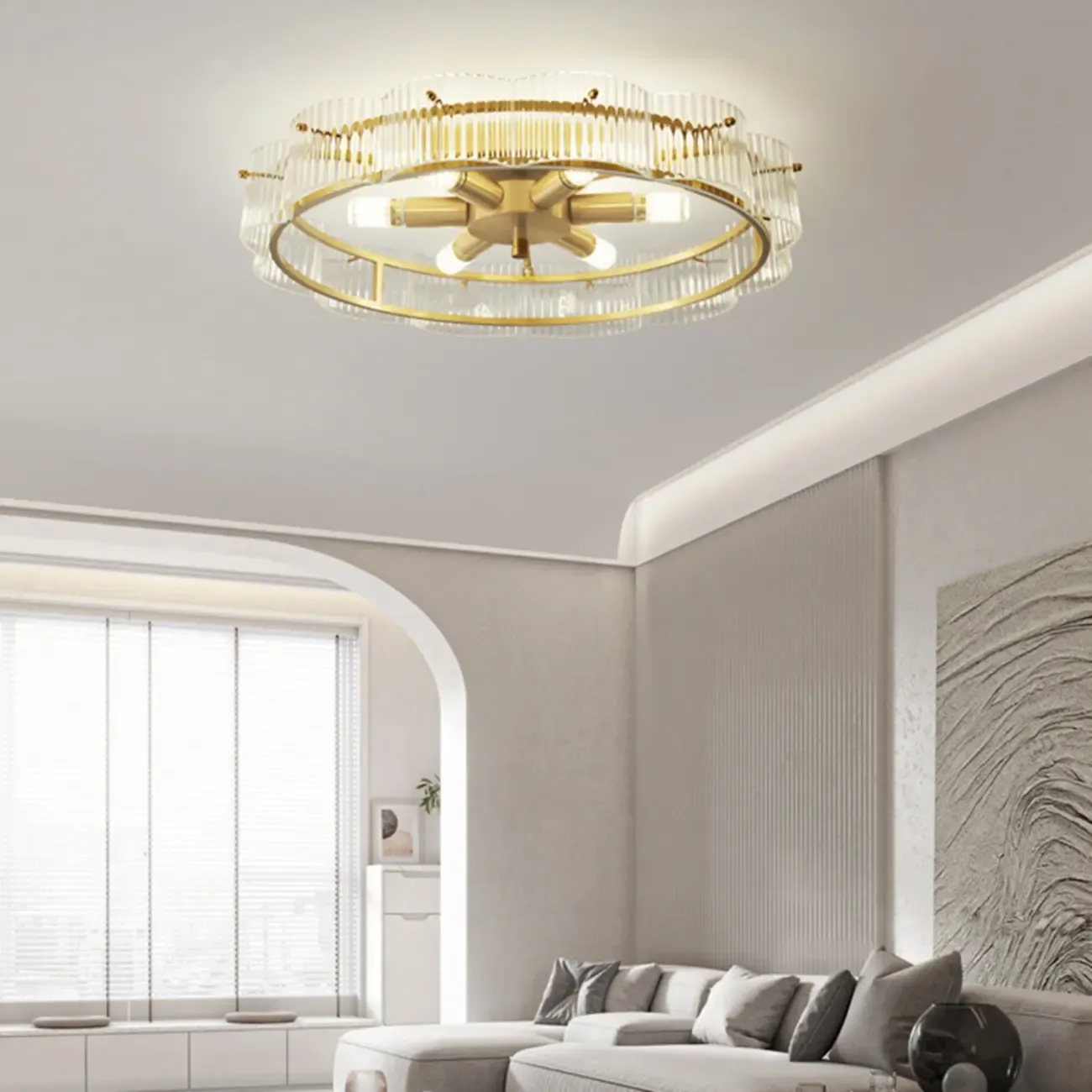 Modern Glass Semi Flush Ceiling Light for Bedroom Ambiance Image - 7