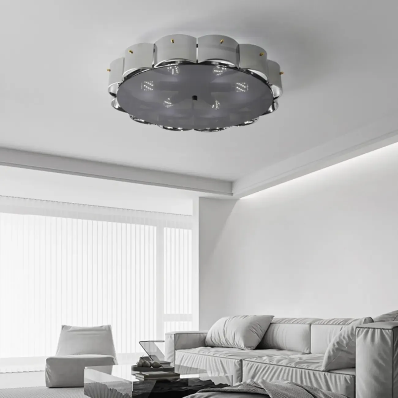Modern Glass Semi Flush Ceiling Light for Bedroom Ambiance Image - 9