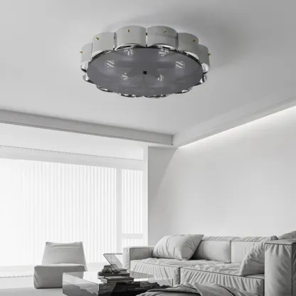 Modern Glass Semi Flush Ceiling Light for Bedroom Ambiance Image - 9