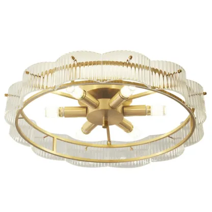 Modern Glass Semi Flush Ceiling Light for Bedroom Ambiance Image - 2