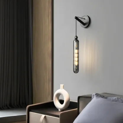 Simple Transparent Glass Vertical Wall Sconce Image - 2
