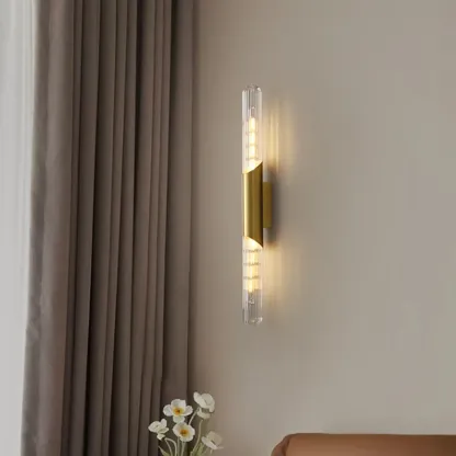 Simple Transparent Glass Vertical Wall Sconce Image - 7