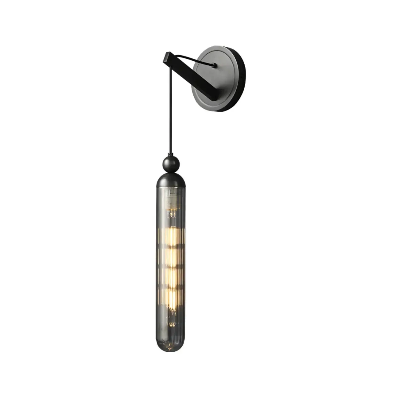 Simple Transparent Glass Vertical Wall Sconce Image - 15