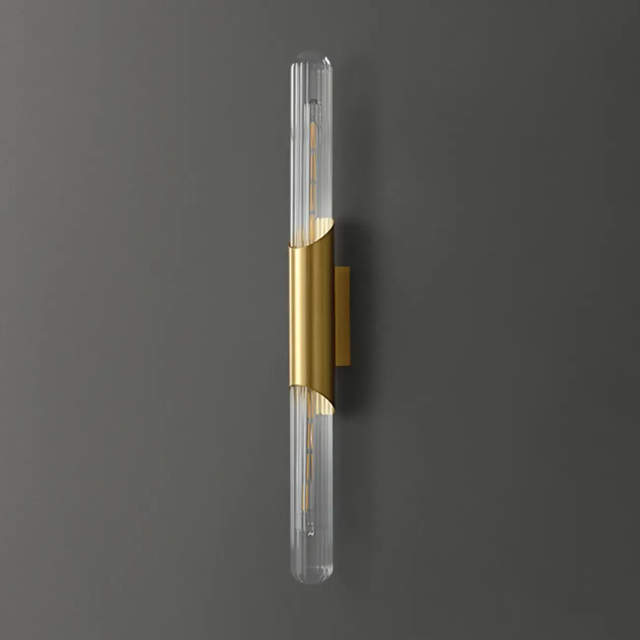 Simple Transparent Glass Vertical Wall Sconce Image - 9