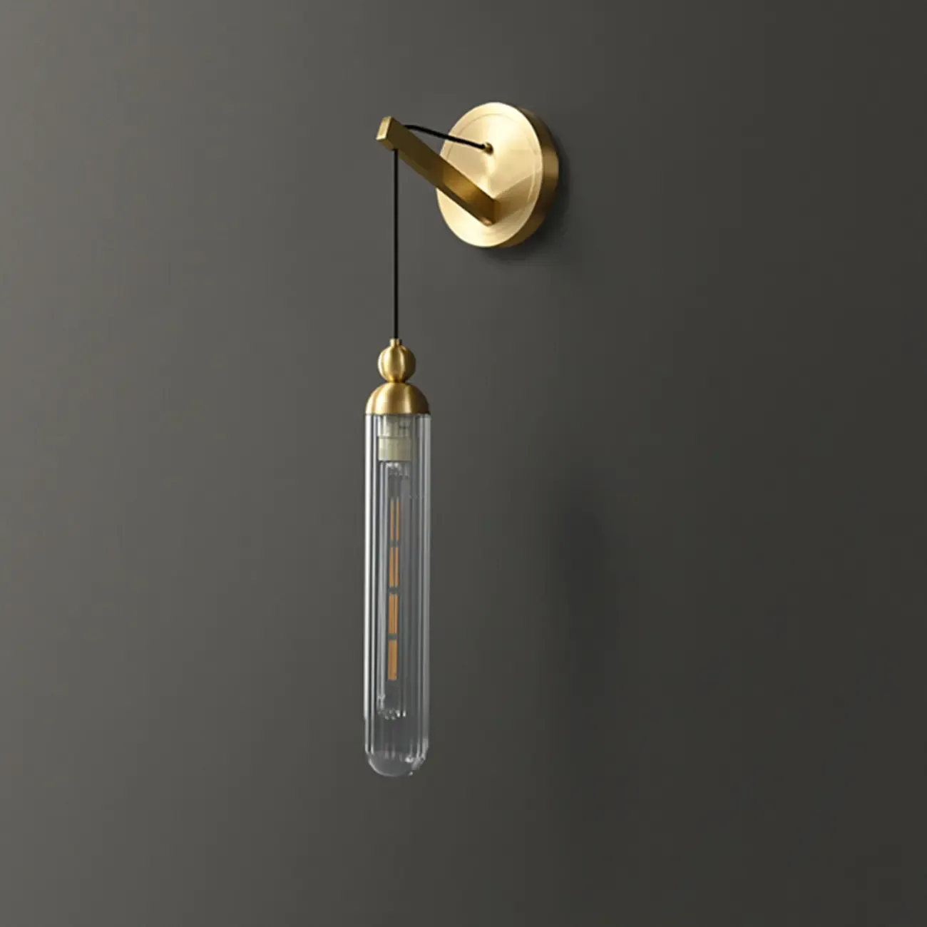 Simple Transparent Glass Vertical Wall Sconce Image - 10
