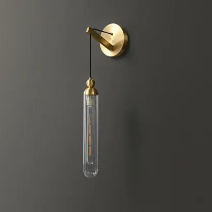 Simple Transparent Glass Vertical Wall Sconce Image - 10