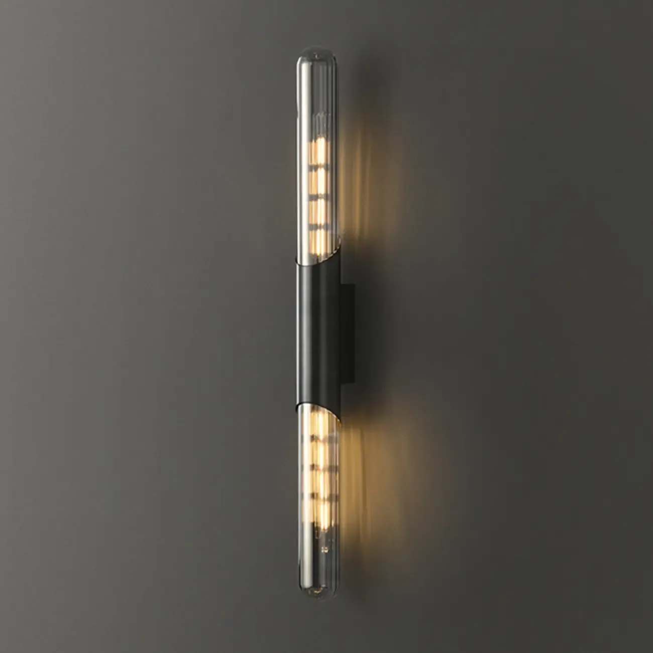 Simple Transparent Glass Vertical Wall Sconce Image - 11