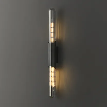 Simple Transparent Glass Vertical Wall Sconce Image - 11