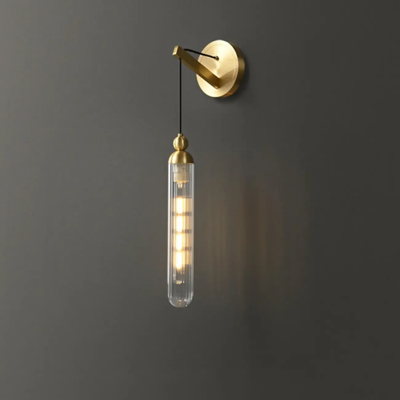 Simple Transparent Glass Vertical Wall Sconce Image - 12