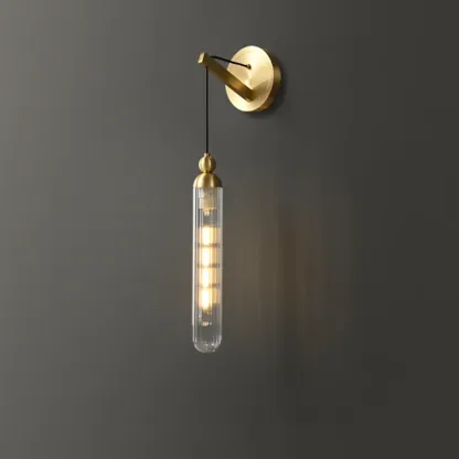 Simple Transparent Glass Vertical Wall Sconce Image - 12