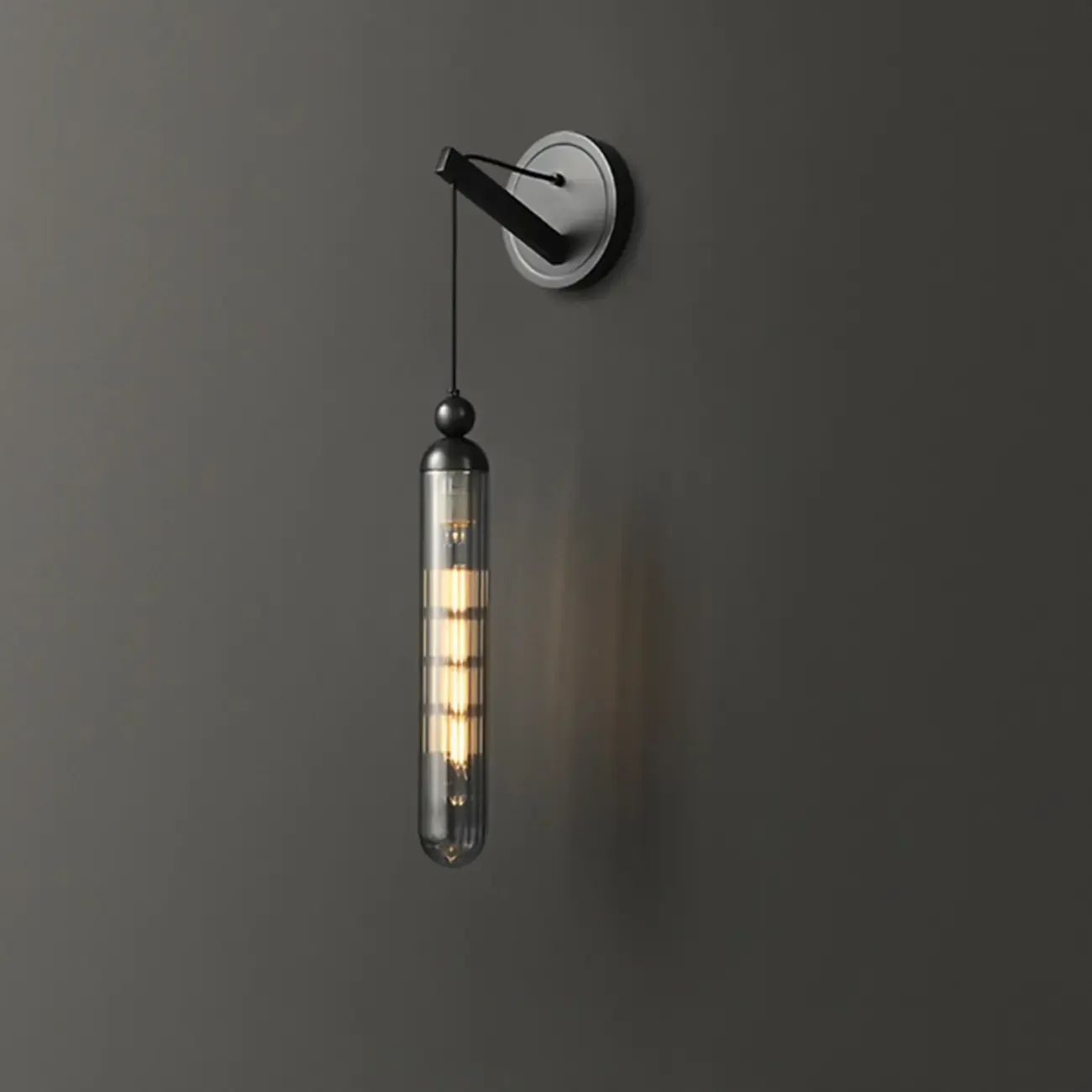 Simple Transparent Glass Vertical Wall Sconce Image - 13
