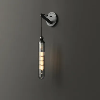 Simple Transparent Glass Vertical Wall Sconce Image - 13