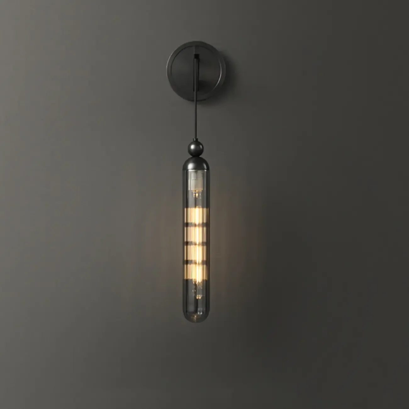 Simple Transparent Glass Vertical Wall Sconce Image - 14