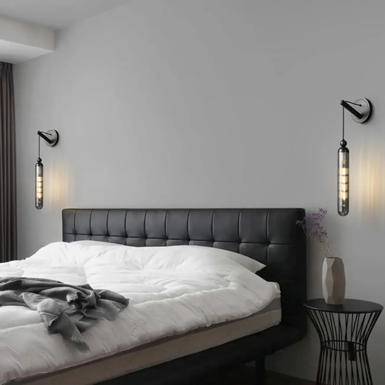 Simple Transparent Glass Vertical Wall Sconce Image - 3