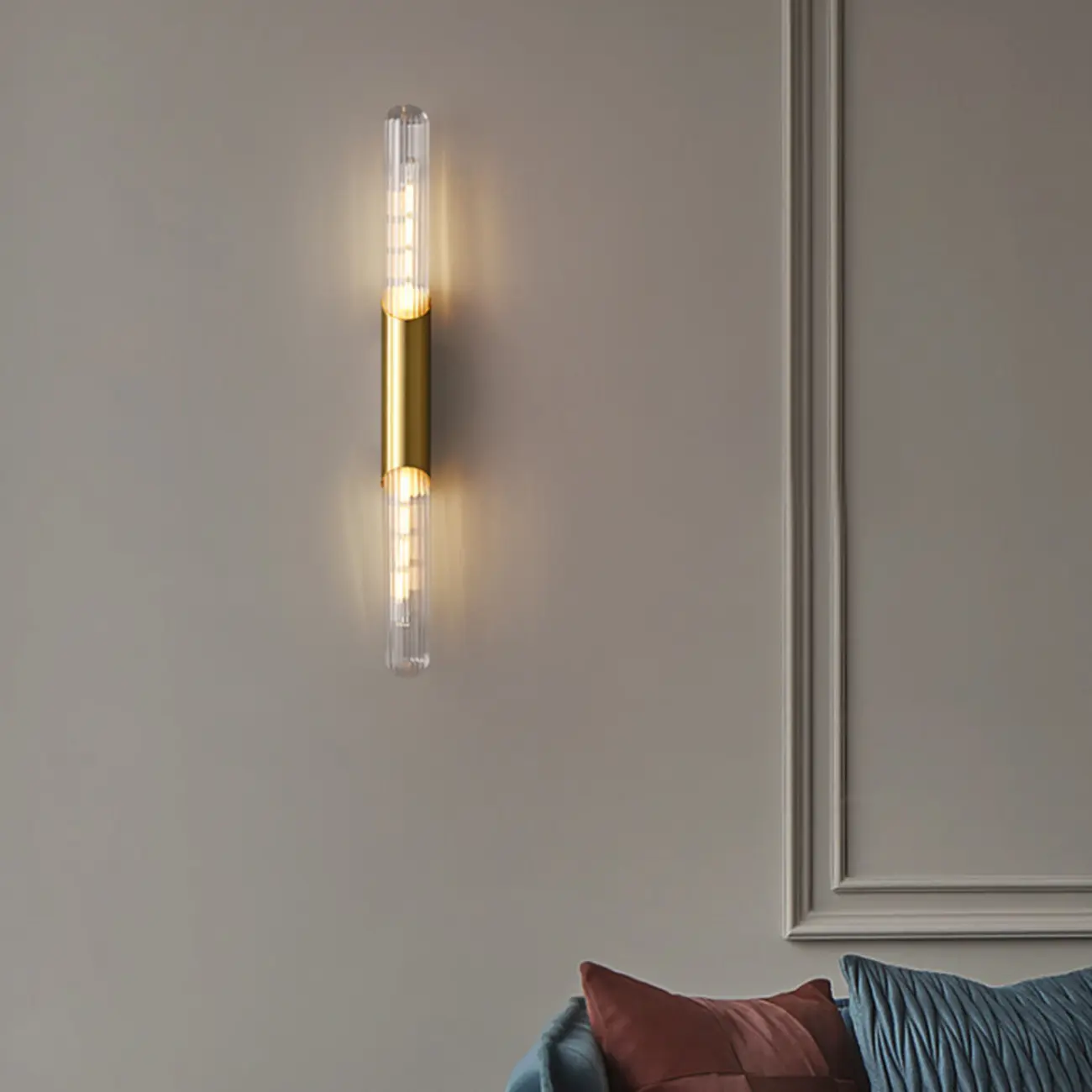Simple Transparent Glass Vertical Wall Sconce Image - 5 | homeyfad