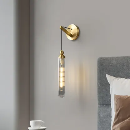 Simple Transparent Glass Vertical Wall Sconce Image - 6