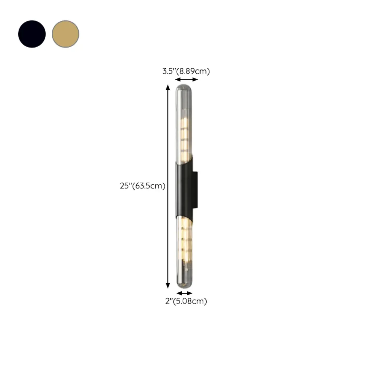 Simple Transparent Glass Vertical Wall Sconce #size