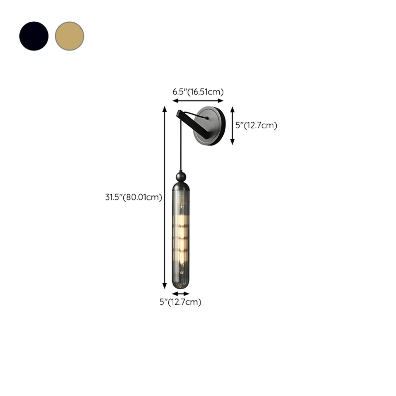 Simple Transparent Glass Vertical Wall Sconce Image - 24