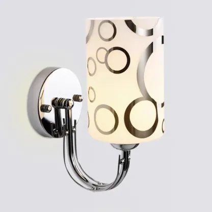 Modern Glass Chrome Cylinder Up-Light Wall Sconce Image - 3