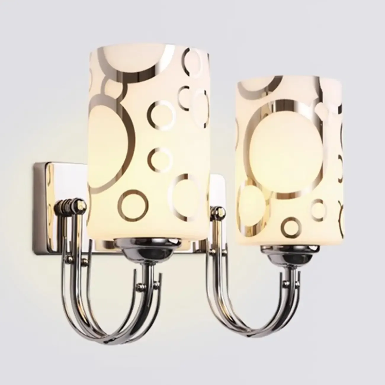 Modern Glass Chrome Cylinder Up-Light Wall Sconce Image - 2