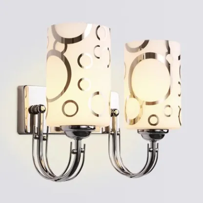 Modern Glass Chrome Cylinder Up-Light Wall Sconce Image - 2