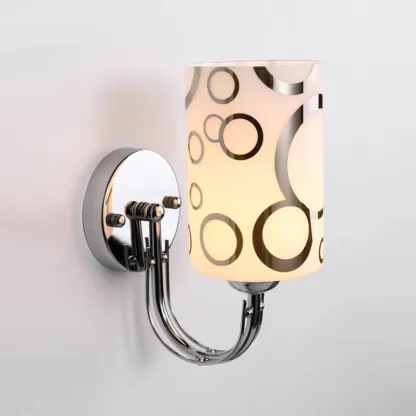 Modern Glass Chrome Cylinder Up-Light Wall Sconce Image - 4