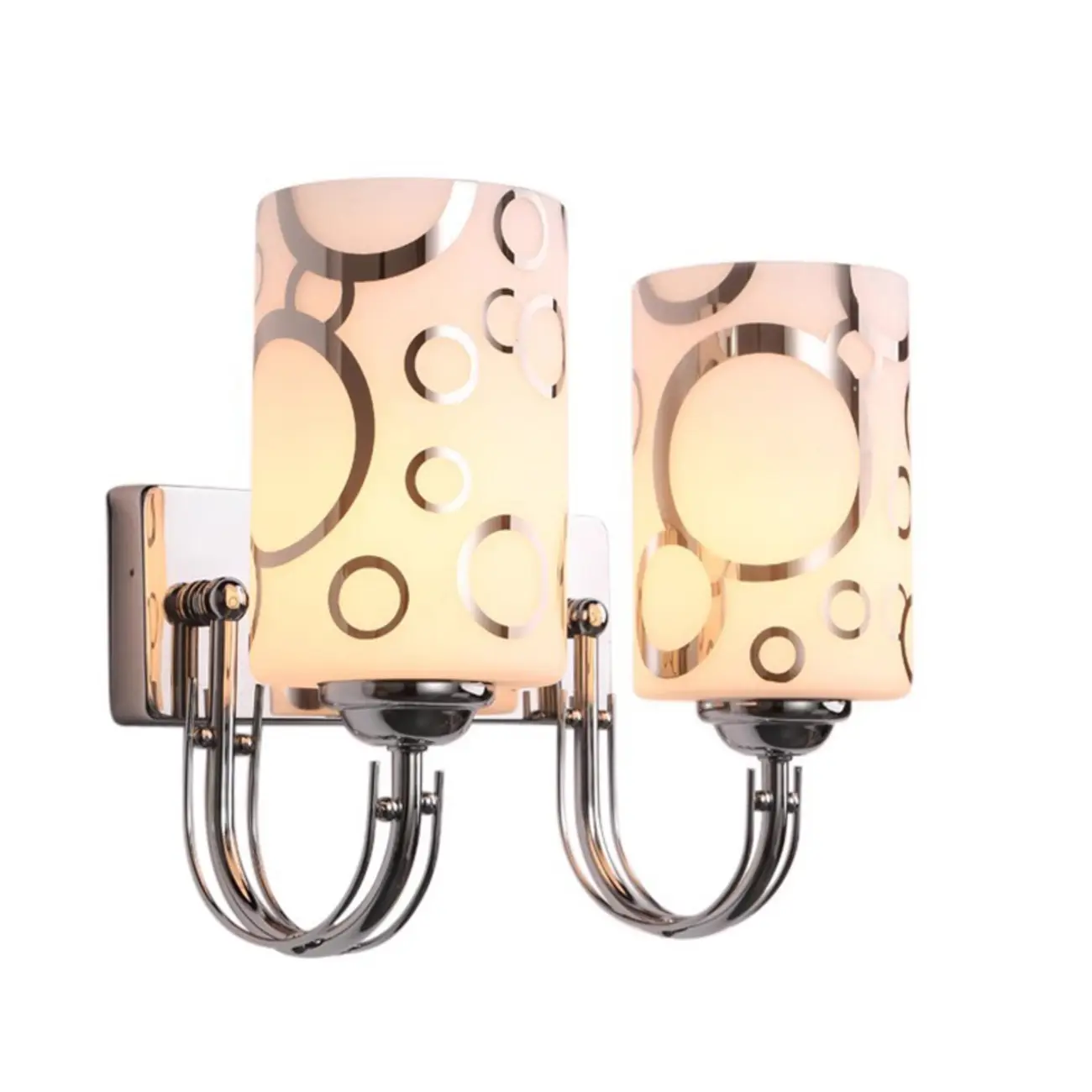 Modern Glass Chrome Cylinder Up-Light Wall Sconce Image - 7 | homeyfad