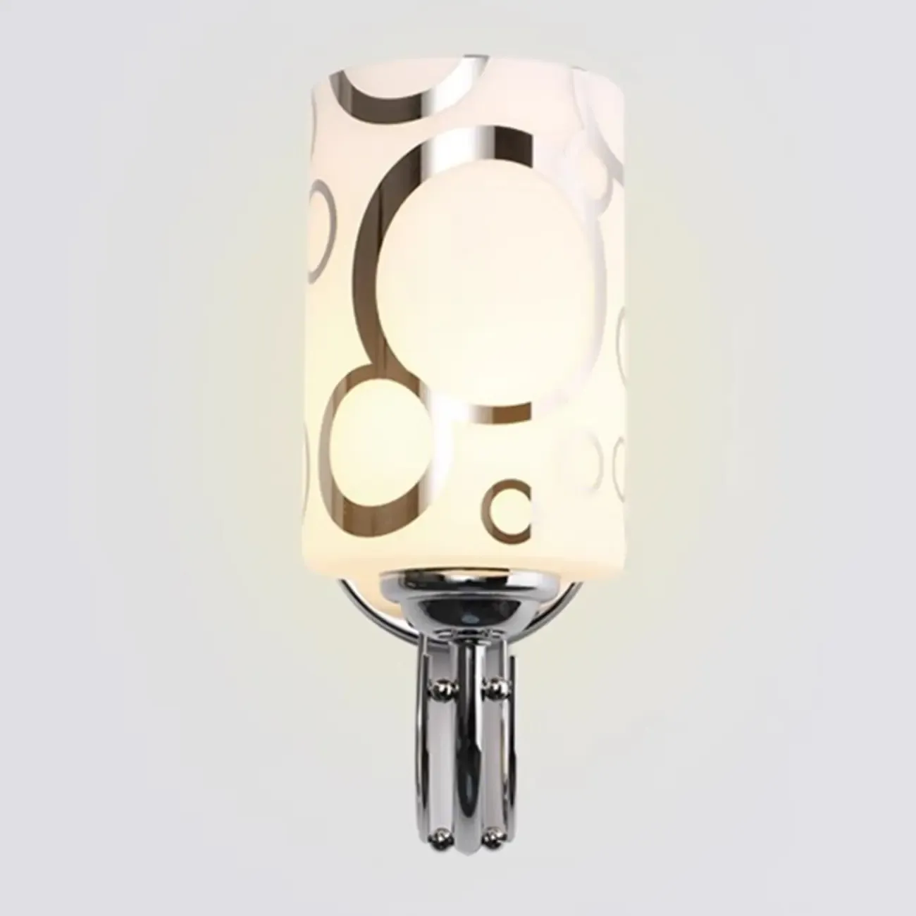 Modern Glass Chrome Cylinder Up-Light Wall Sconce Image - 5