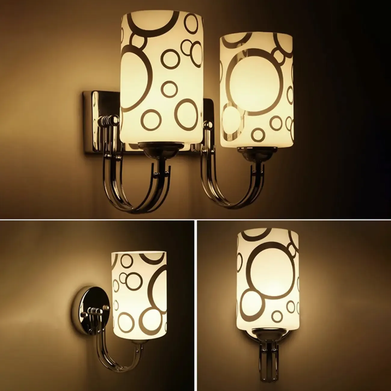 Modern Glass Chrome Cylinder Up-Light Wall Sconce Image - 1