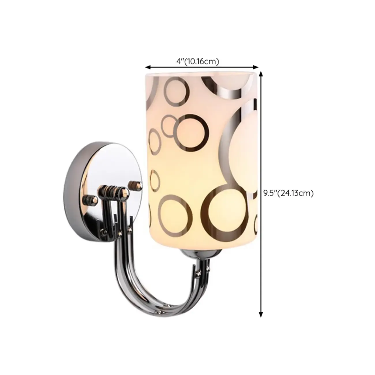 Modern Glass Chrome Cylinder Up-Light Wall Sconce #size