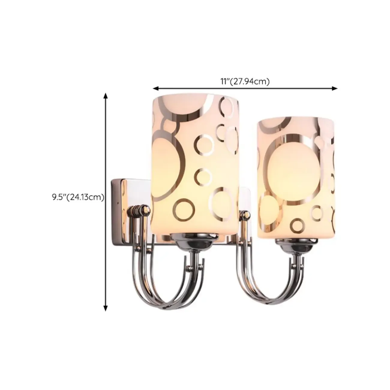Modern Glass Chrome Cylinder Up-Light Wall Sconce Image - 12