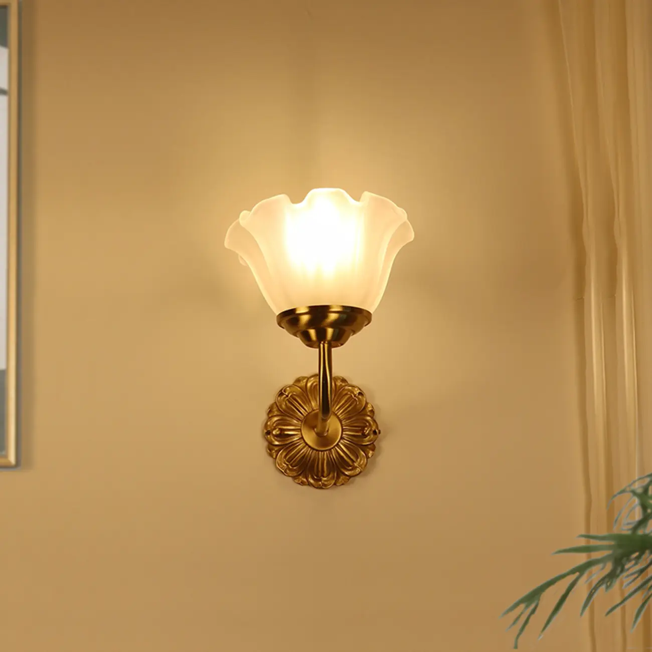 Vintage Gold Wall Light with Frosted Glass Shade Image - 3 | homeyfad