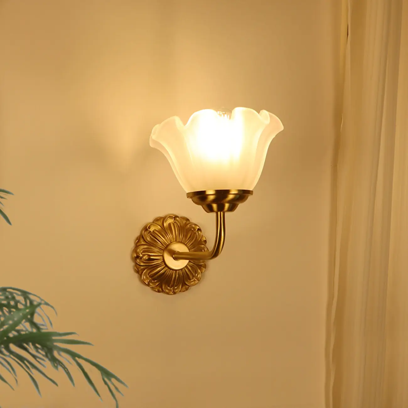 Vintage Gold Wall Light with Frosted Glass Shade Image - 1 | homeyfad