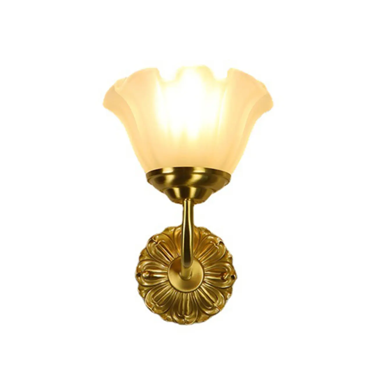 Vintage Gold Wall Light with Frosted Glass Shade Image - 5 | homeyfad