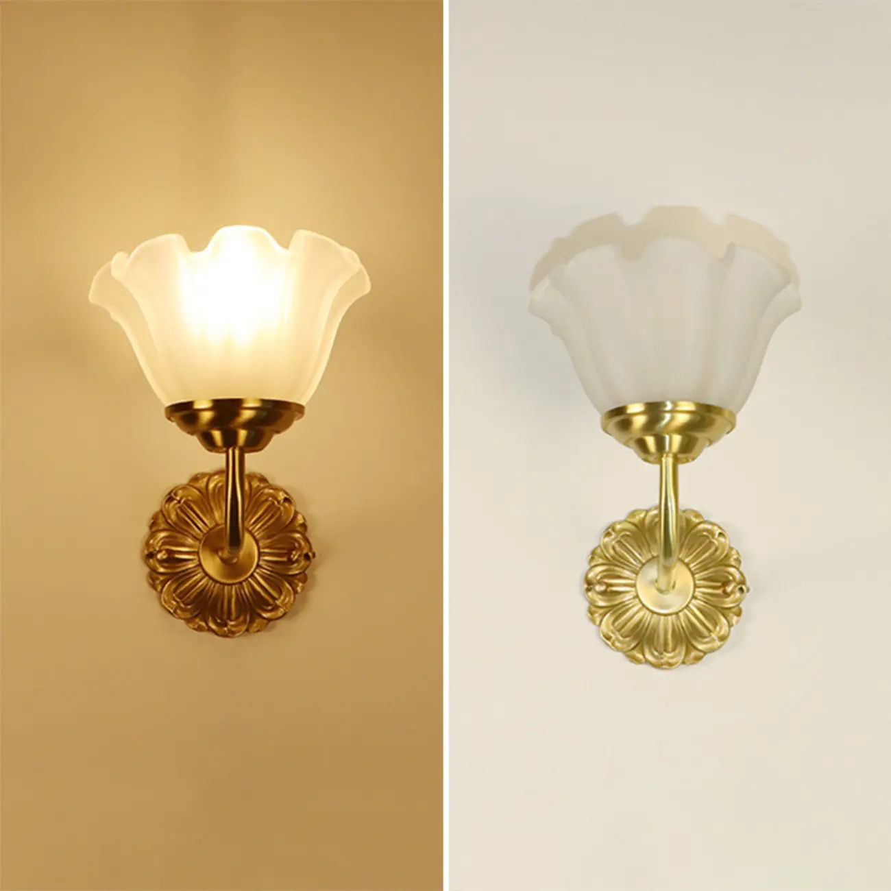 Vintage Gold Wall Light with Frosted Glass Shade Image - 6 | homeyfad