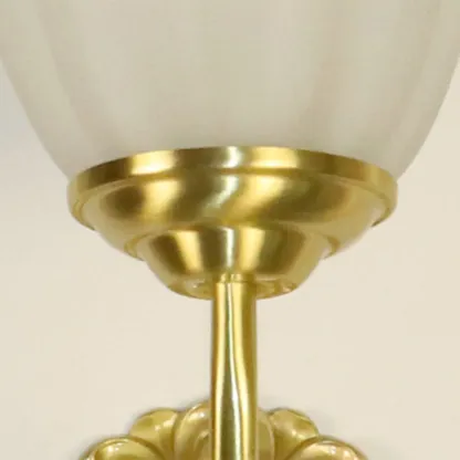 Vintage Gold Wall Light with Frosted Glass Shade Image - 9
