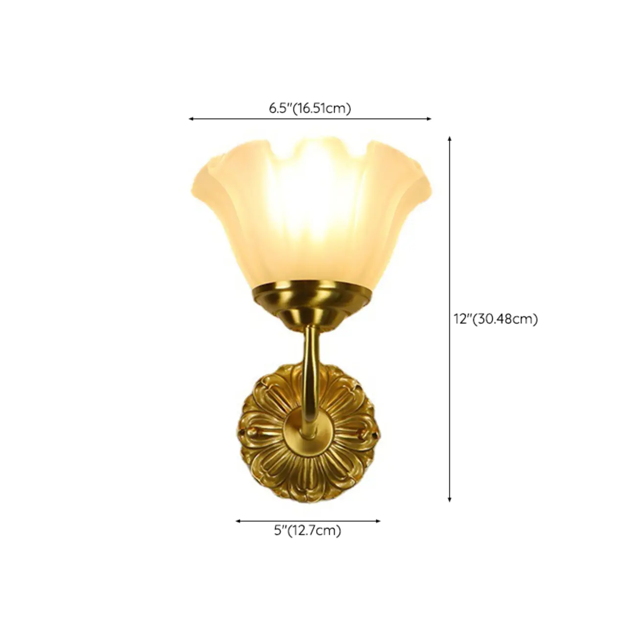 Vintage Gold Wall Light with Frosted Glass Shade #size | homeyfad